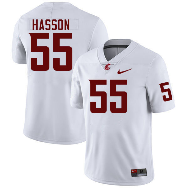 Men #55 AJ Hasson Washington State Cougars College Football Jerseys Stitched-White